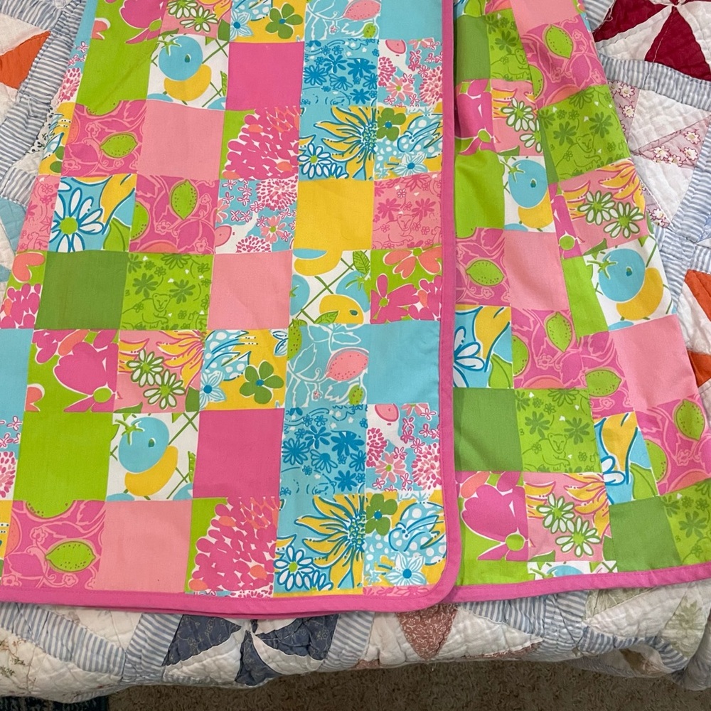Lilly Pulitzer patchwork REVERSIBLE skirt AS IS small stain only on one side